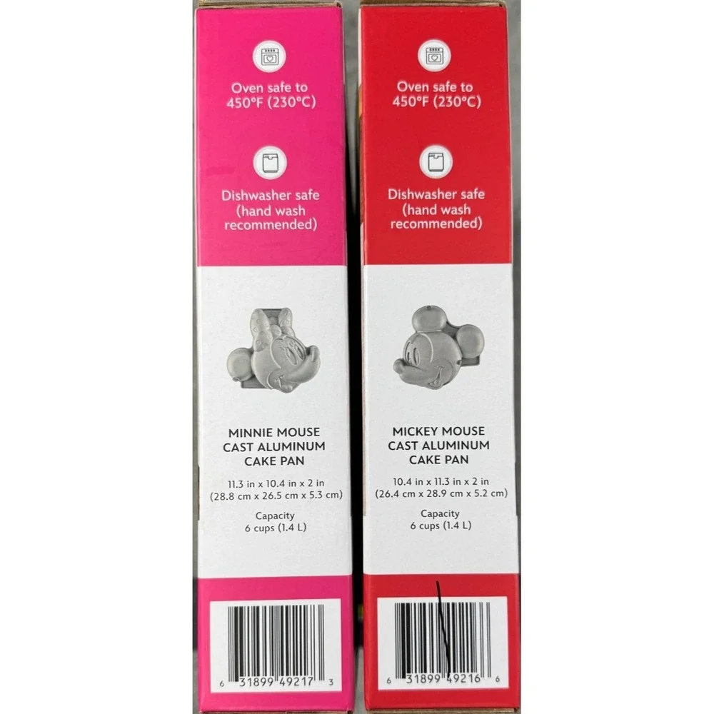 Disney Farberware Mickey & Minnie Mouse 3D Cake Pan Set Cast Aluminum NIB